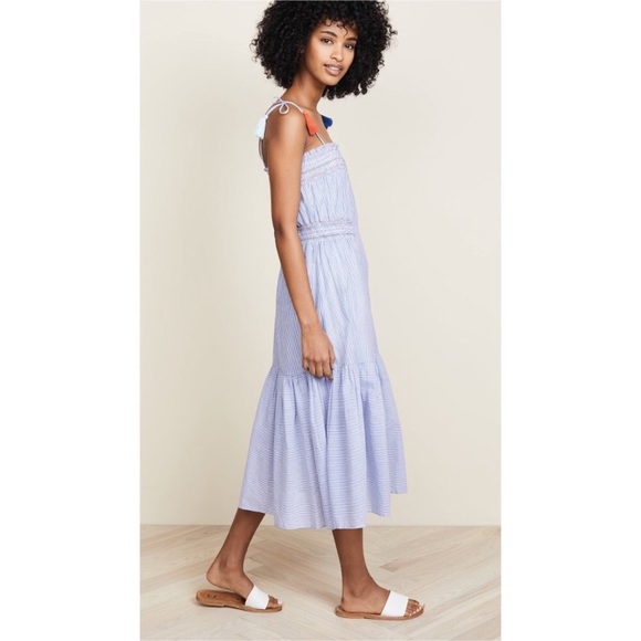 NWT Red Carter Smocked Ayala Blue & White Striped Midi Dress - Picture 2 of 8